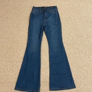 Fashion Nova Deep My Soul Flare Jeans, Size 11, Medium Blue Wash